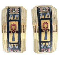 Michaela Frey Enamel and Gold-Plated Huggie Hoop Earrings 21g