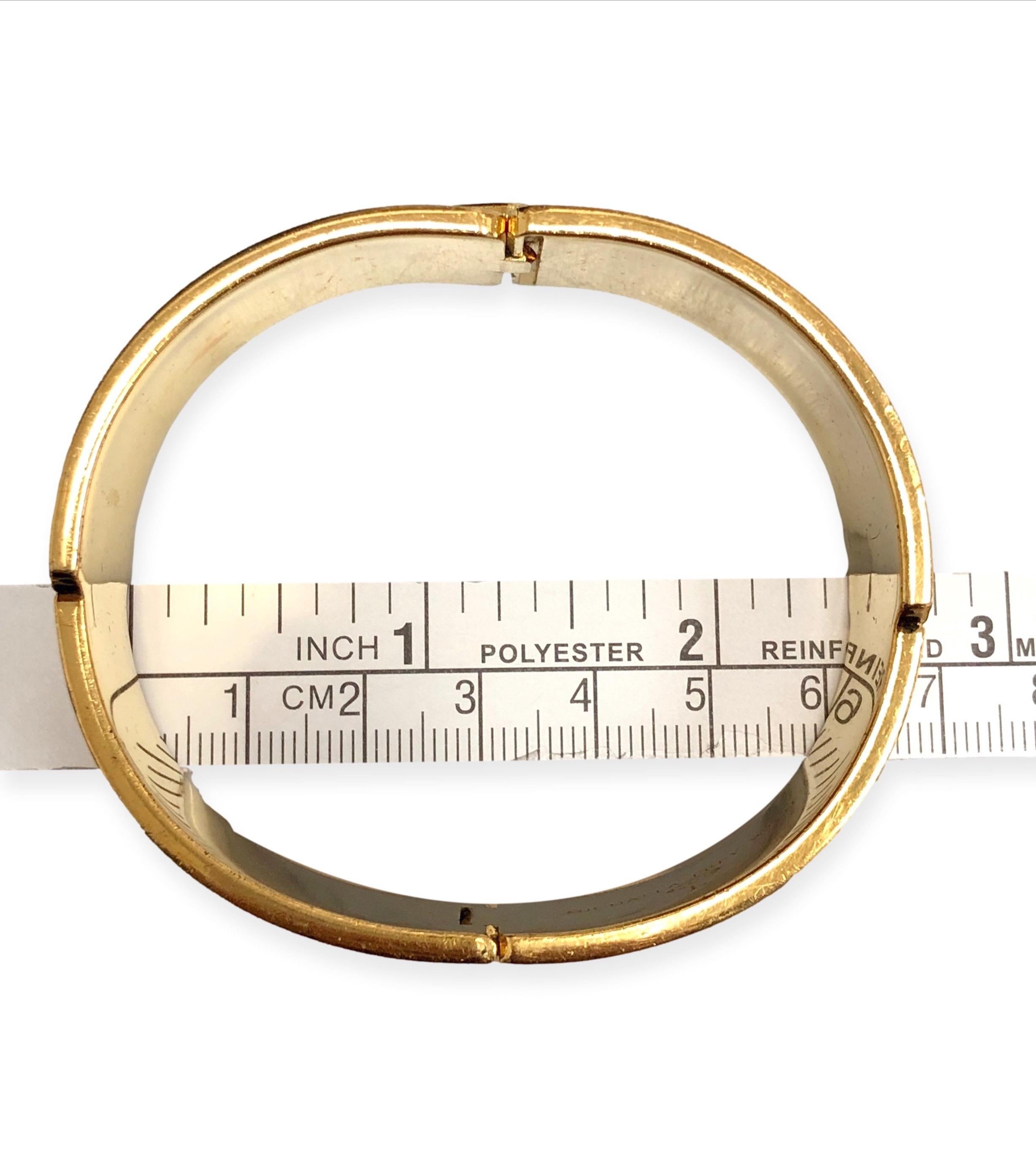 Michaela Frey Wien Vintage 24K Gold-Plated Enamel Hinged Bangle Bracelet Large 1