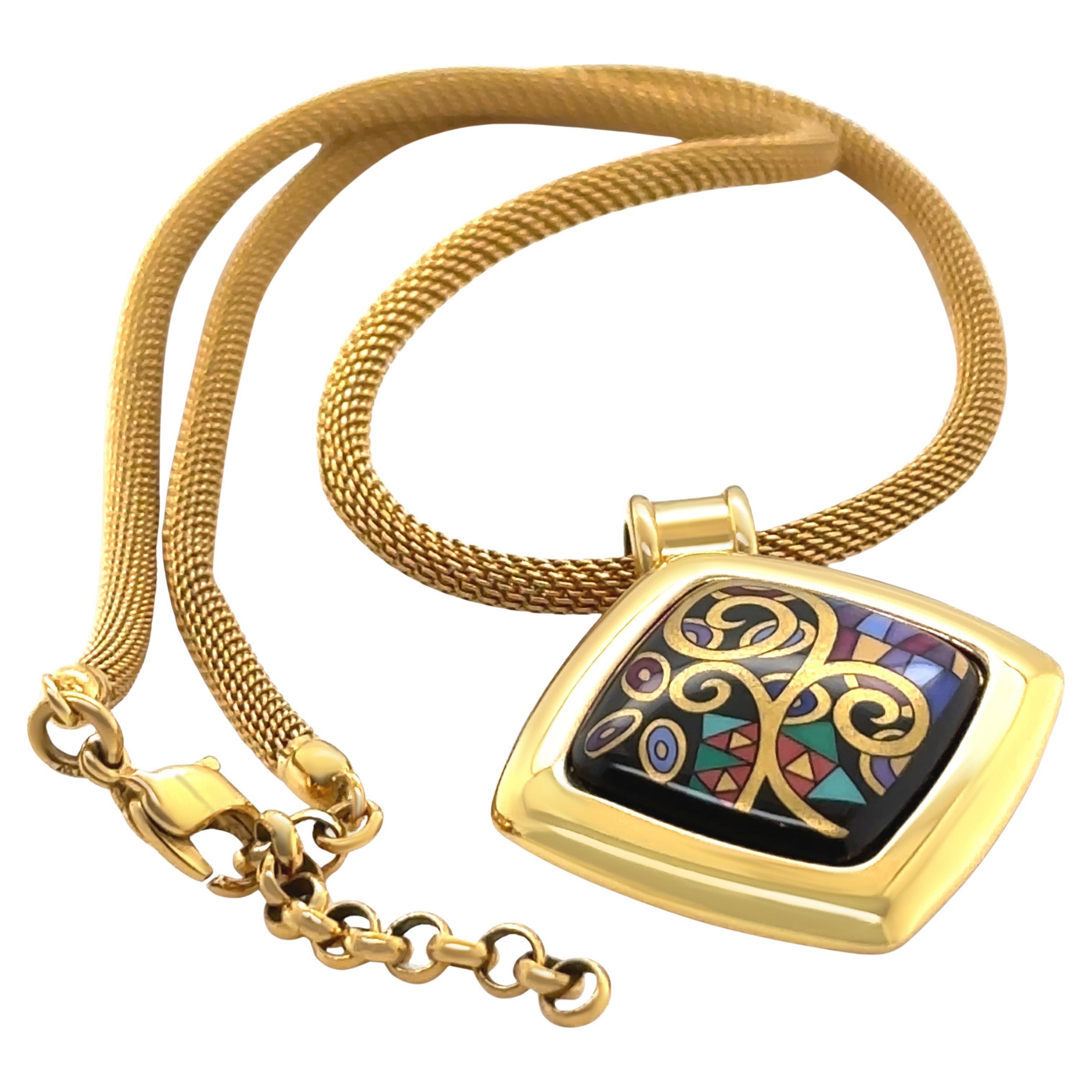 Michaela Frey Wille, collana con ciondolo multicolore placcato oro