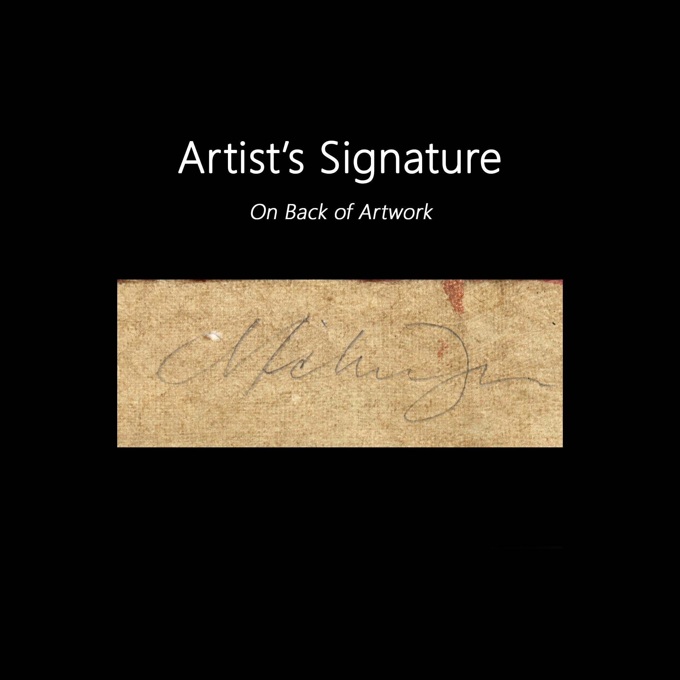 Meet Me Here - Original farbenfrohe Landschaft Stillleben Ölgemälde auf Papier im Angebot 1