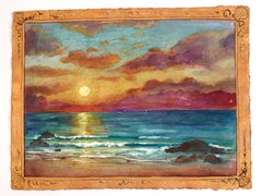Michaela Jean - My Island - Original Colorful Sunset Oceanscape Still Life Oil Painting on Paper My Island - Original Colorful Sunset Oceanscape Still Life Oil Painting on Paper