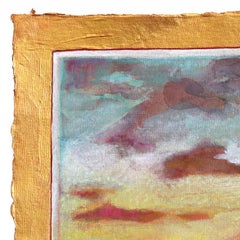 Tequila Sunrise - Original farbenfrohe Strandlandschaft gemischtes Medienkunstwerk auf Papier