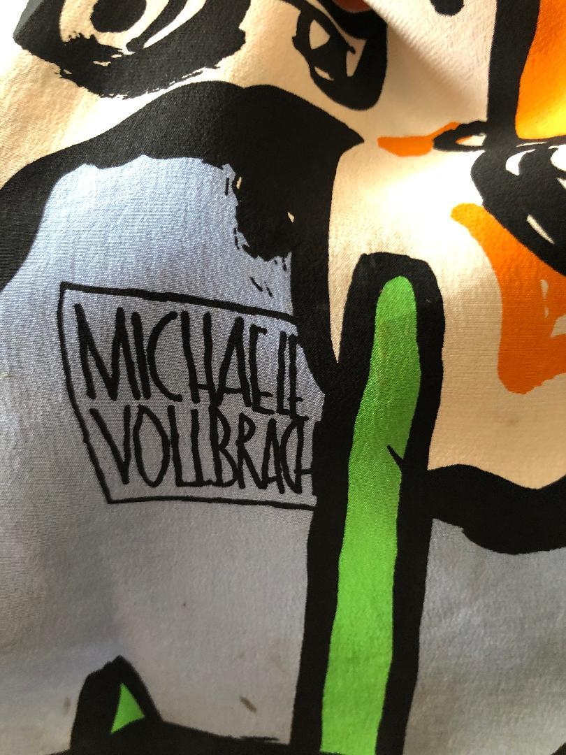 Michaele Vollbrach Rare Roller Skating Chicken and Duck Print Silk Shift Dress In Excellent Condition For Sale In Cloverdale, CA