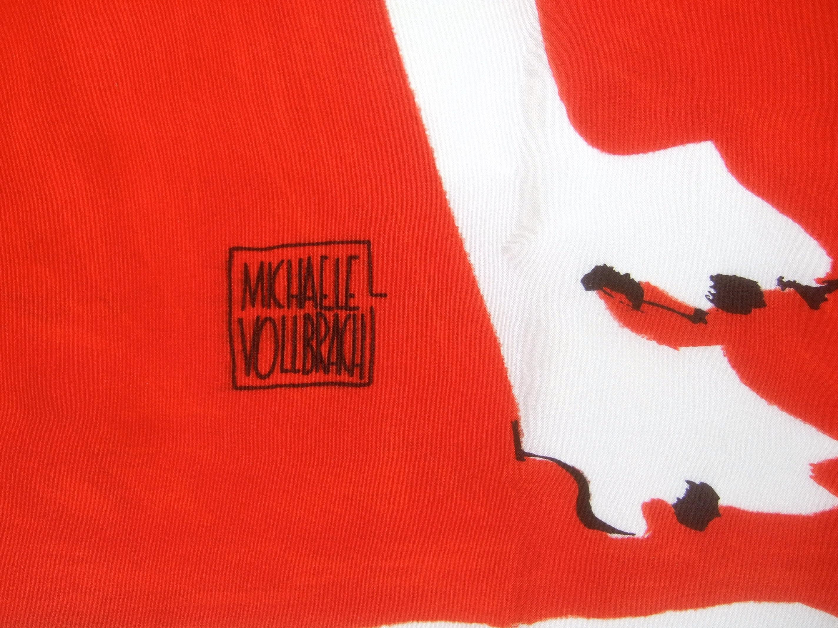 Michaele Vollbrach Spectacular Large Silk Hand Rolled  Scarf - Textile c 1980s For Sale 11