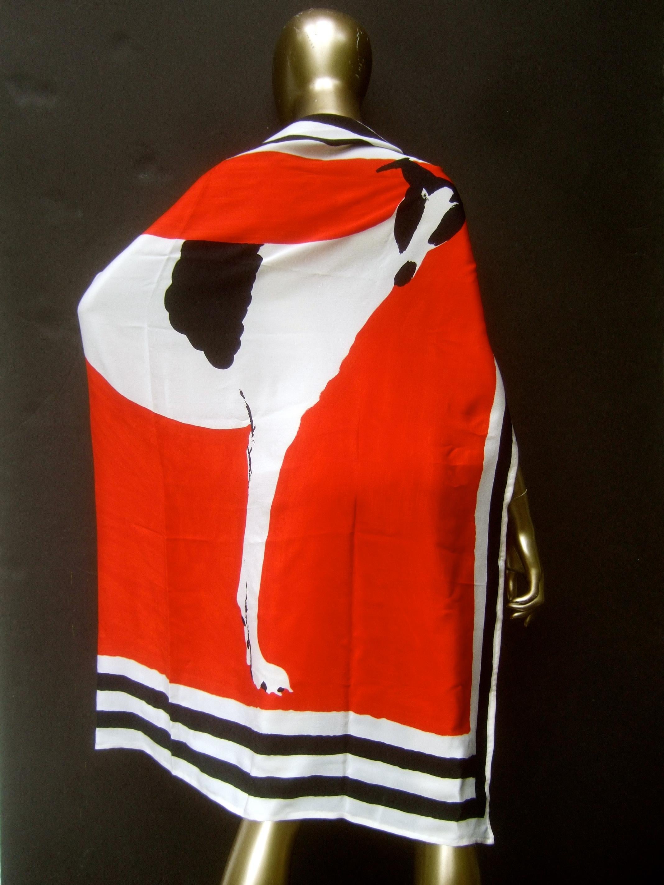 Michaele Vollbrach Spectacular Large Silk Hand Rolled  Scarf - Textile c 1980s In Excellent Condition For Sale In University City, MO