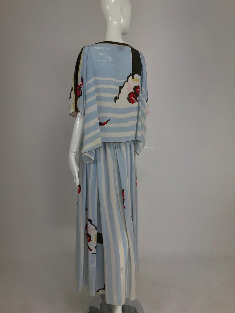 1980s Michaele Vollbracht Too Printed Silk Skirt & Top Set