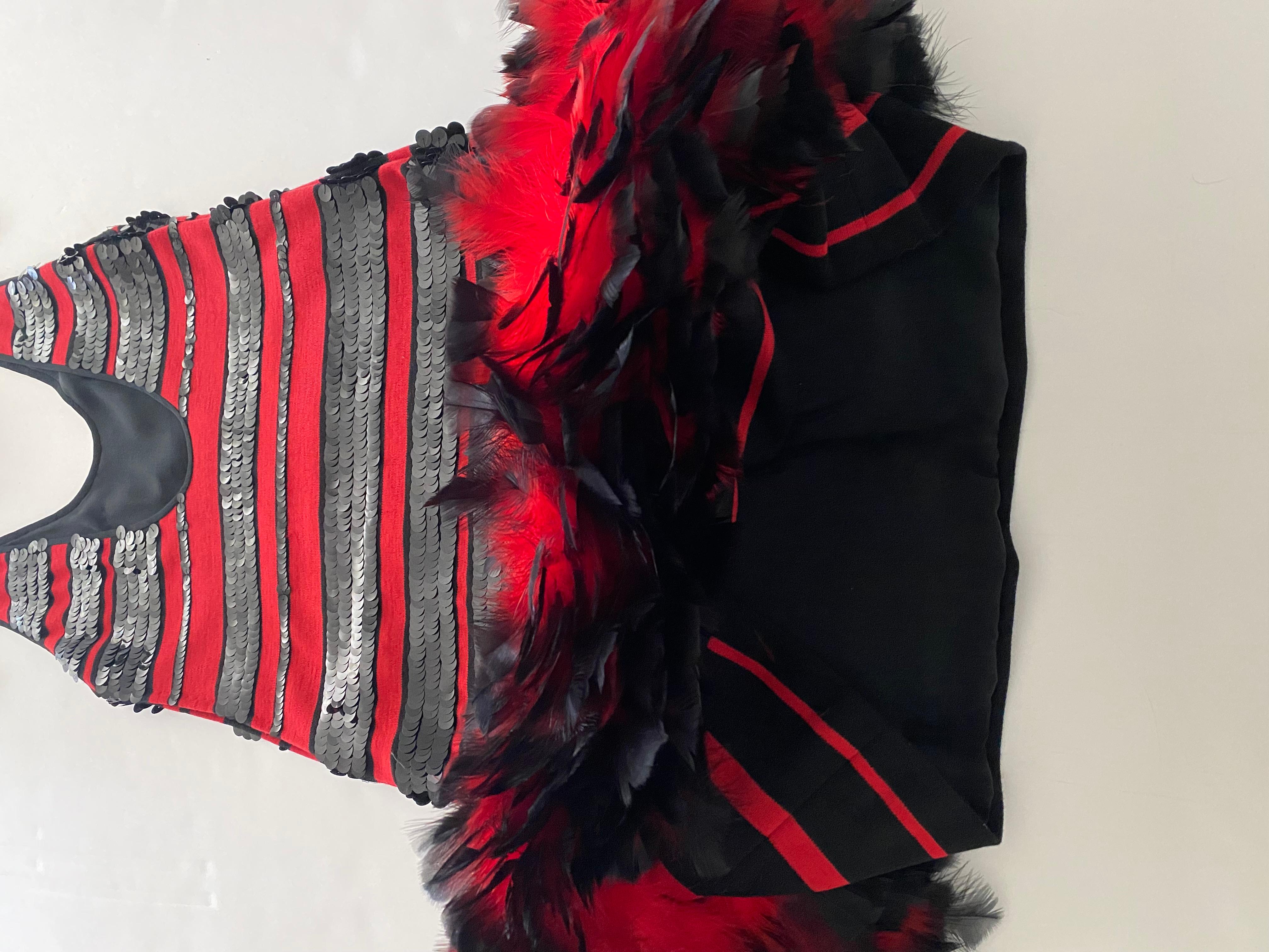 Michaele  Vollbracht Feathers And Sequins Dress, 1980s  For Sale 6