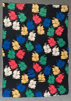 Michaele Vollbracht Huge Black Scarf or Sarong in Multicolor Fern Print