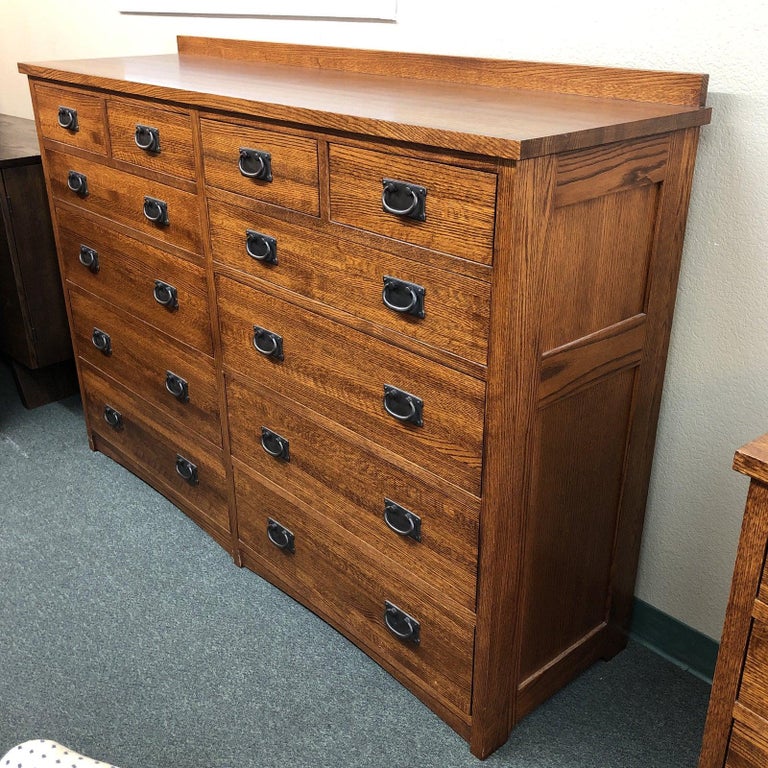Michaels Furniture Twelve-Drawer Mission Dresser For Sale at 1stDibs
