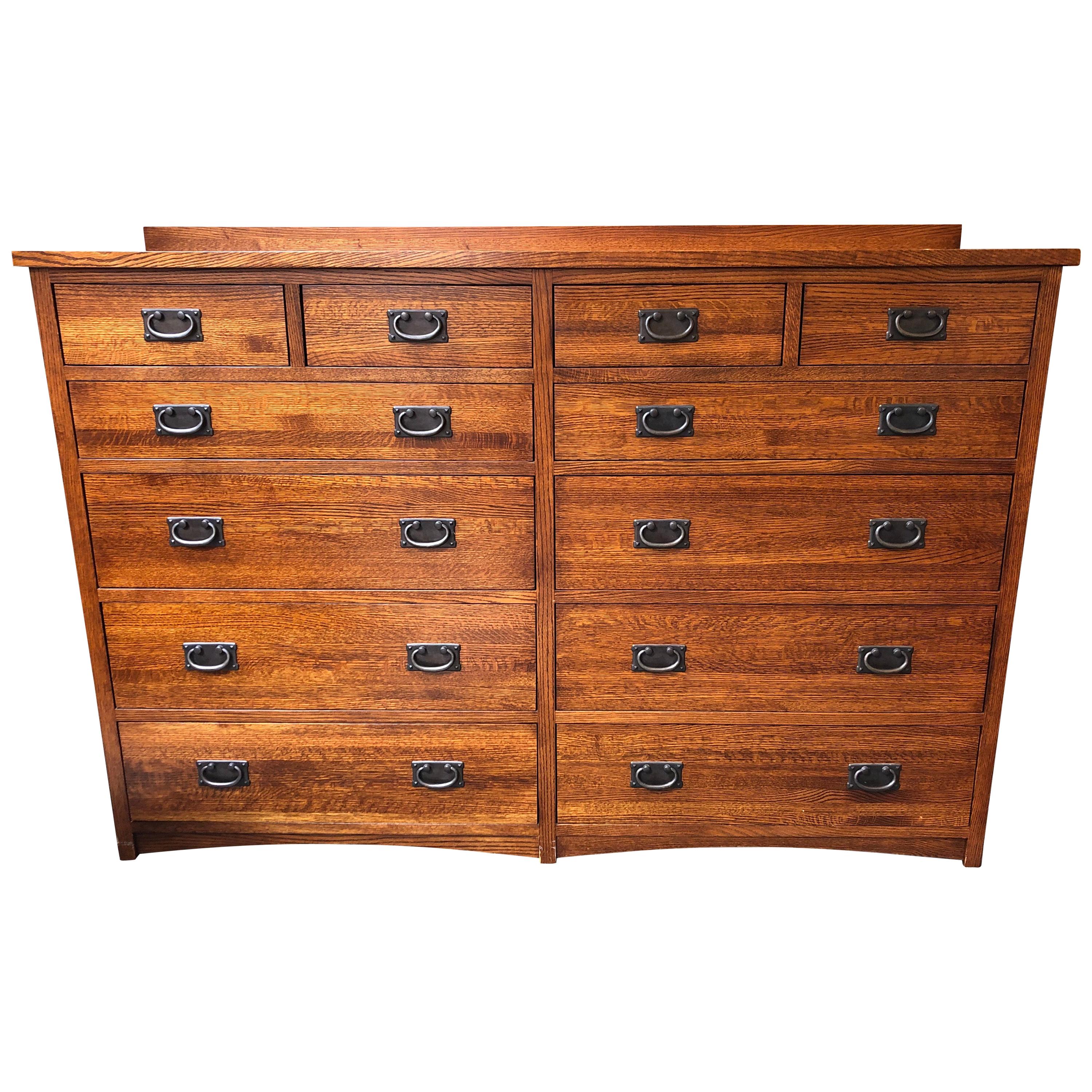 Michaels Furniture Twelve-Drawer Mission Dresser For Sale