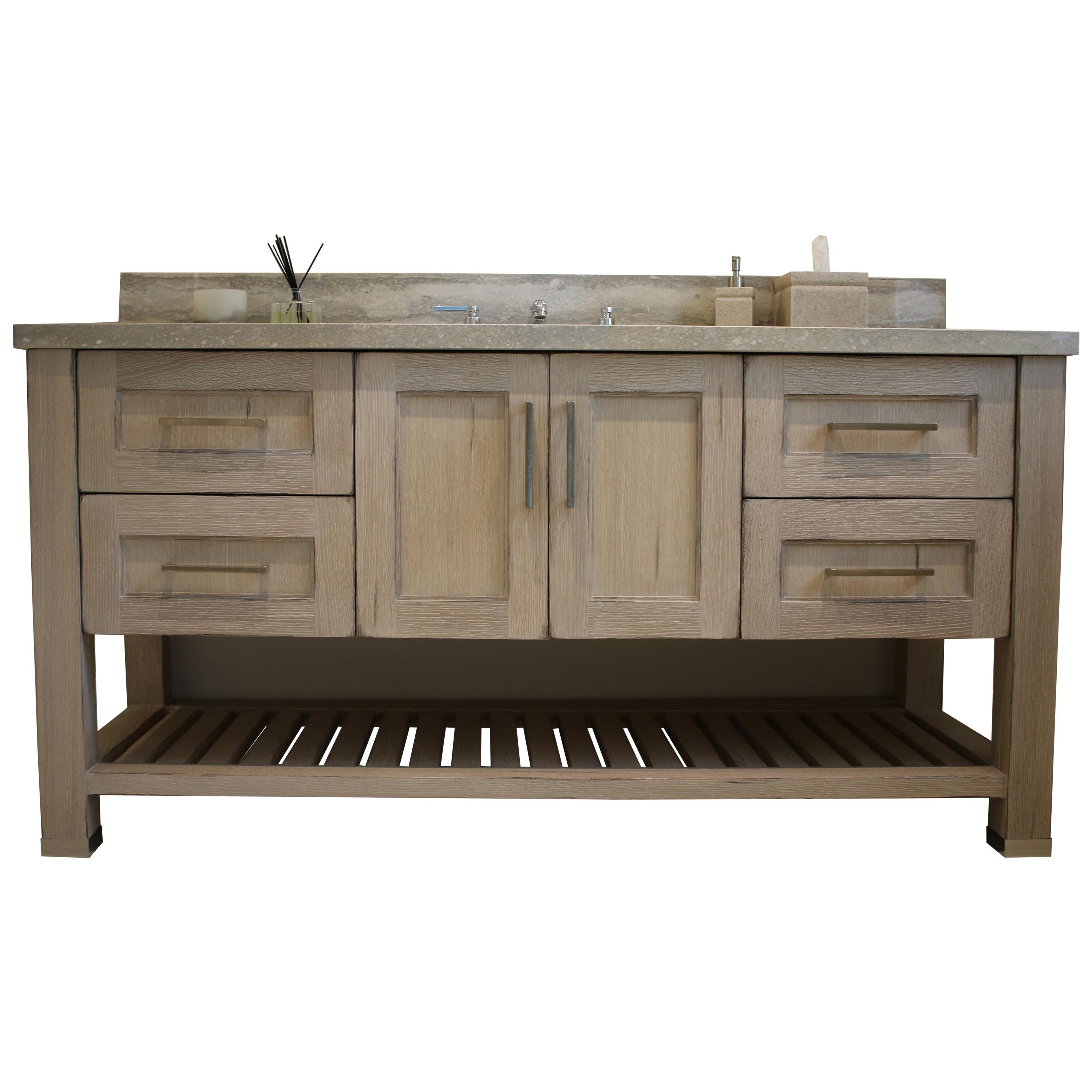 Michael's Distressed Oak Bathroom Vanity - Made to Order & Customizable  For Sale