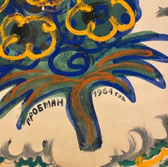Post-sowjetische nonkonformistische Avant Garde Russisch Israelische Gouache Malerei Grobman
