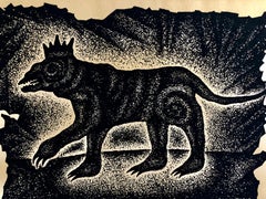 Large Post Soviet Non Conformist Russian Israeli Animal Beast Lithograph Print