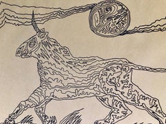 Large Post Soviet Non Conformist Russian Israeli Unicorn Silkscreen Print