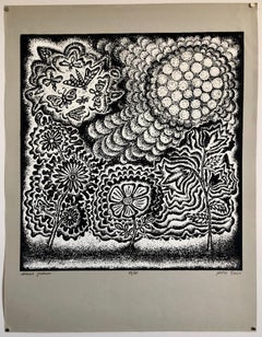 Large Post Soviet Non Conformist Russian Israeli Volcano Lithograph Silkscreen