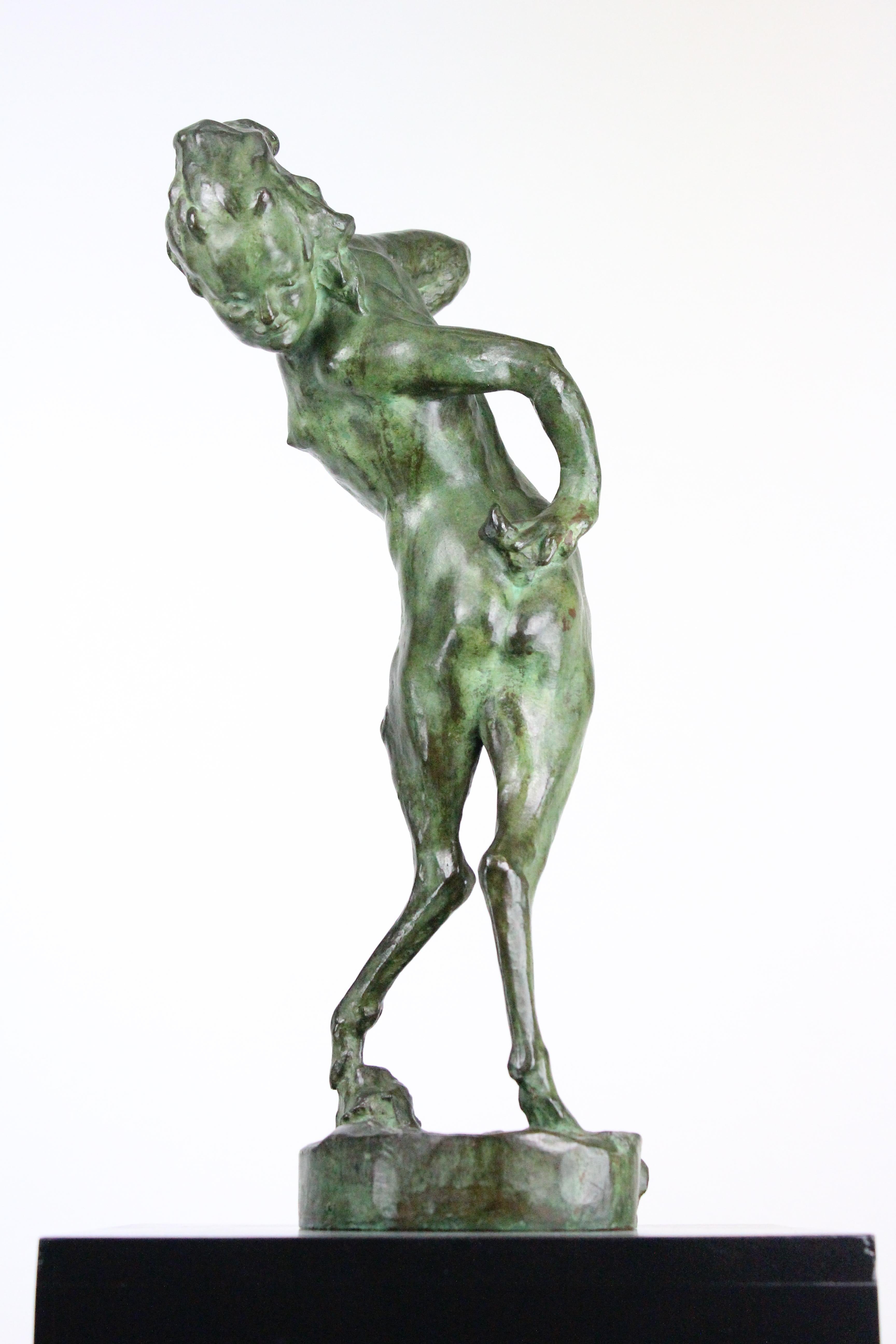 Patinated Michail Jacob Katz 1889-1964 Russian/Swedish Bronze Sculpture of Faun, 1928