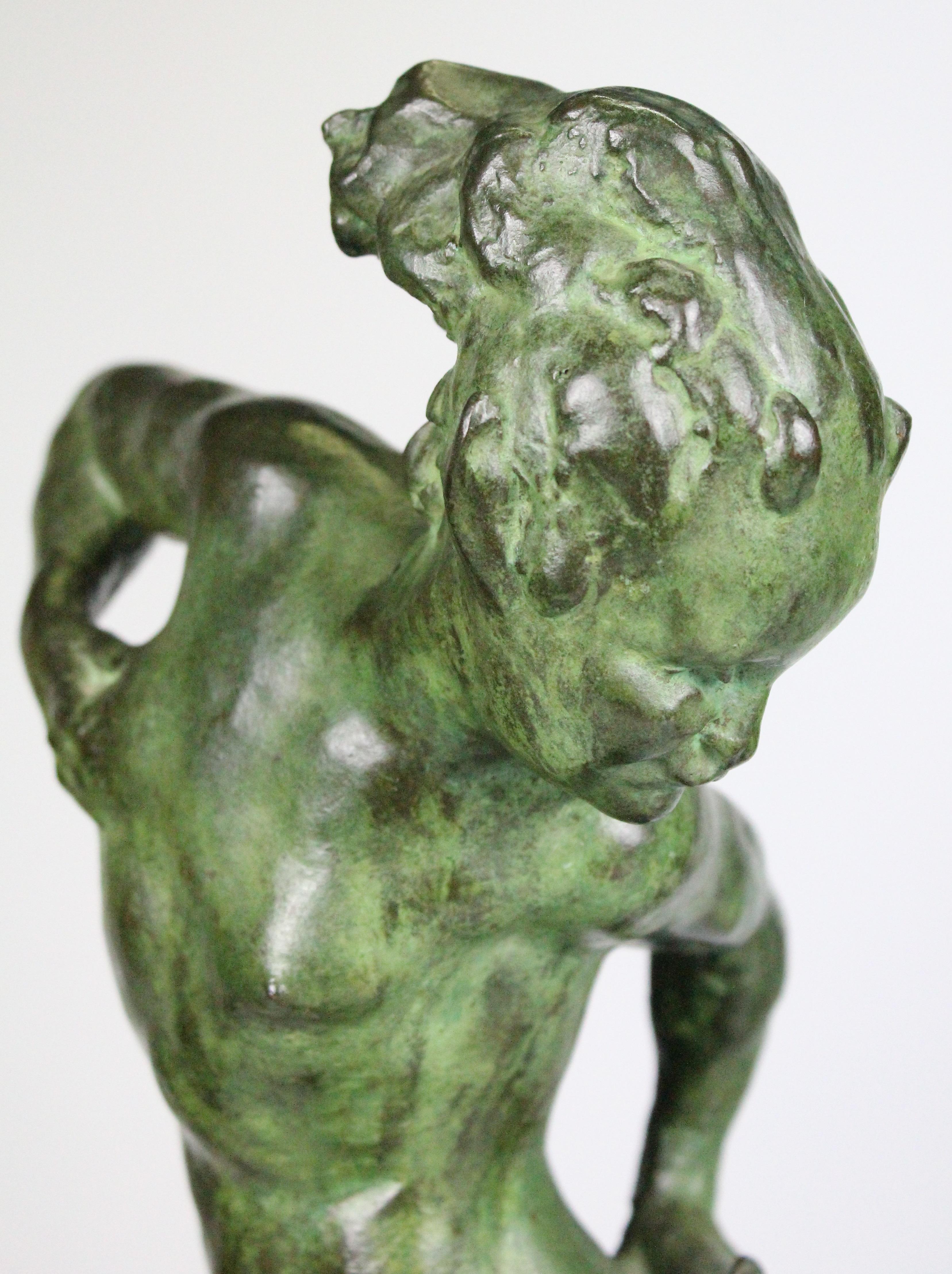 Michail Jacob Katz 1889-1964 Russian/Swedish Bronze Sculpture of Faun, 1928 4