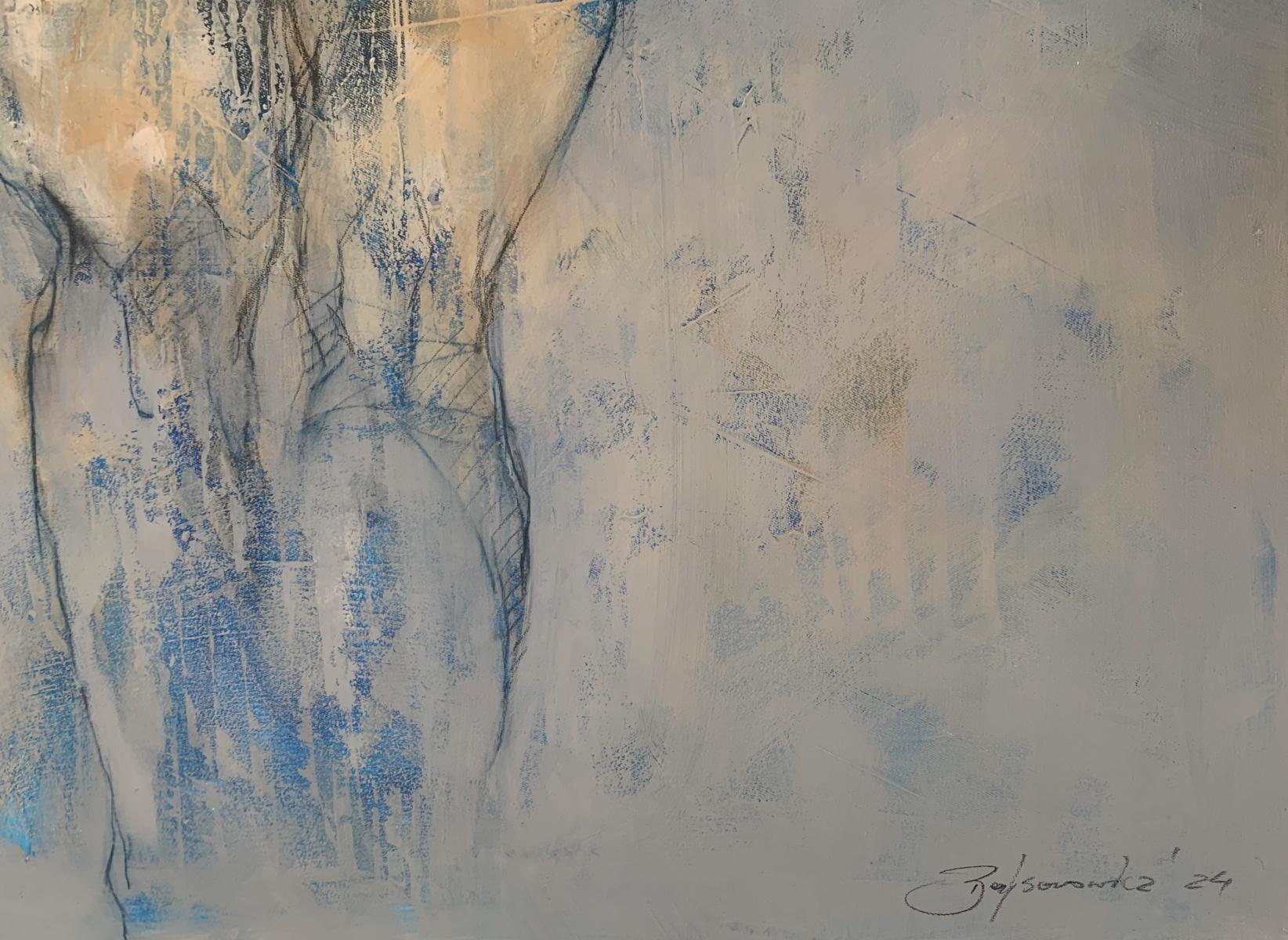 A nude. Figurative and abstract acrylic painting, Female body, Polish artist - Contemporary Painting by Michał Bajsarowicz
