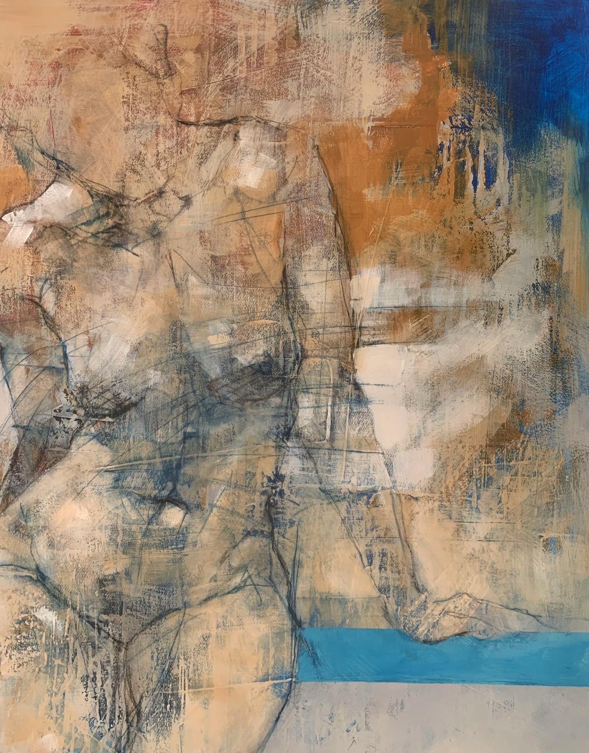 A nude. Figurative and abstract acrylic painting, Female body, Polish artist 2