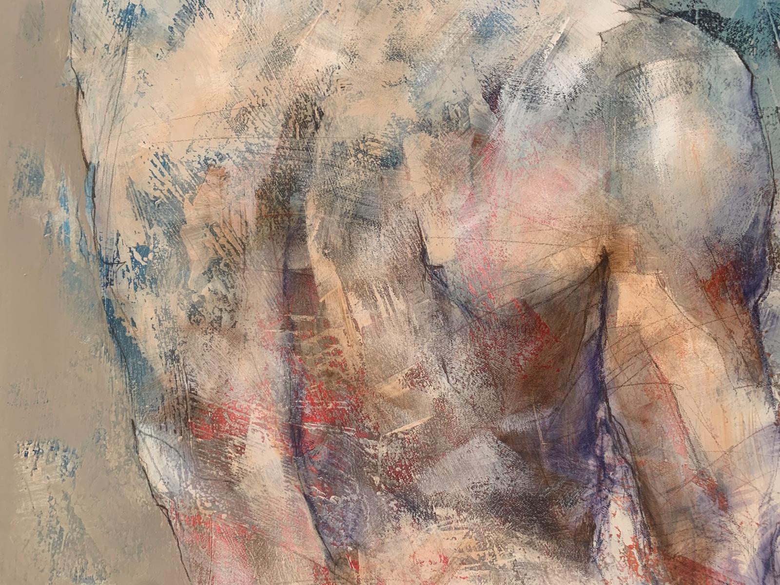 Un nu. Peinture acrylique monochromatique, Abstraction, Corps, Artistique polonais - Gris Nude Painting par Michał Bajsarowicz