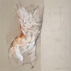 Ein Akt. Monochromes Acrylgemälde, Abstraktion, weiblicher Körper, polnische Künstlerin