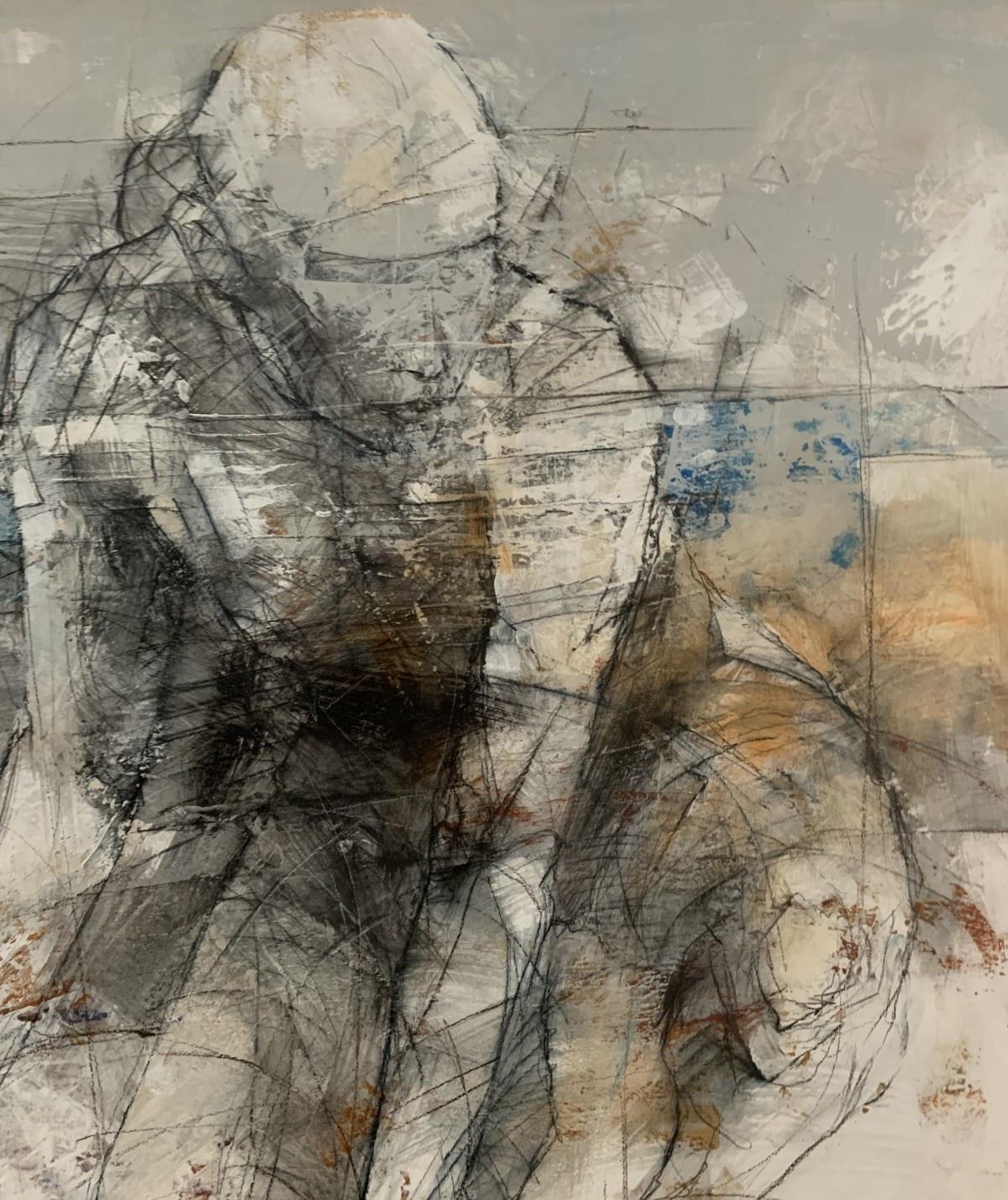Nudo. Pittura acrilica figurativa, Astrazione, Monocromatico, Artista polacco - Painting di Michał Bajsarowicz