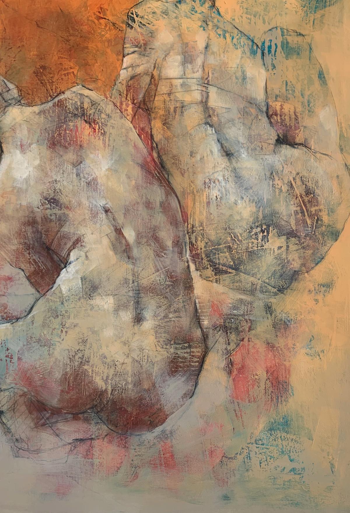 Nudo. Pittura acrilica figurativa e astratta, Corpo, artista polacco - Painting di Michał Bajsarowicz