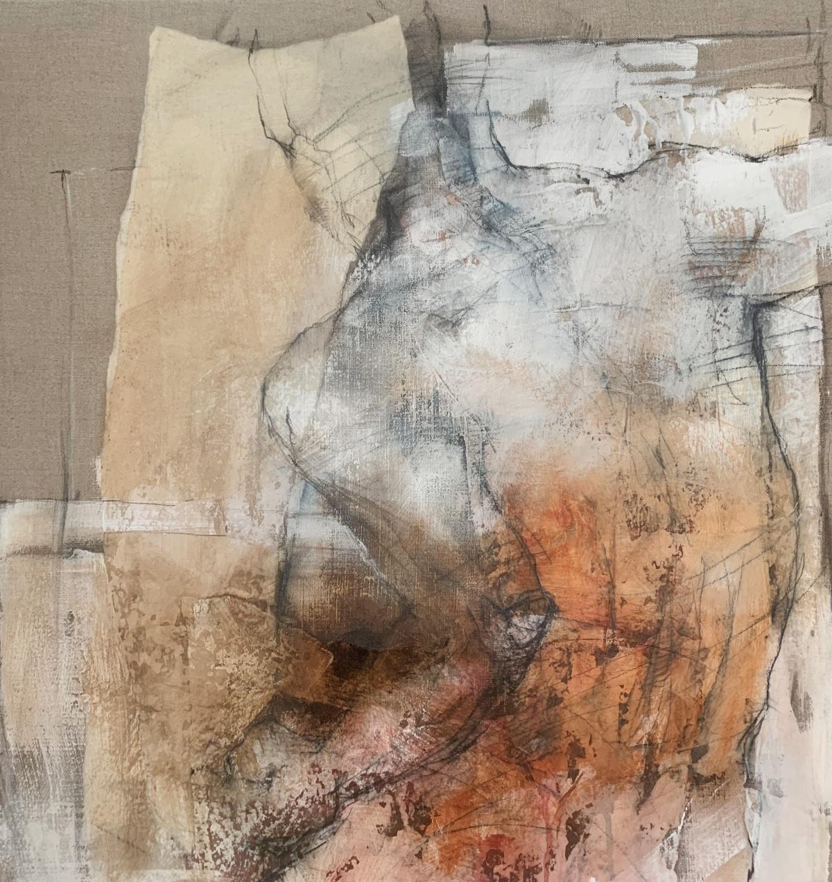 Nudo. Pittura acrilica figurativa e astratta, Corpo, artista polacco - Painting di Michał Bajsarowicz