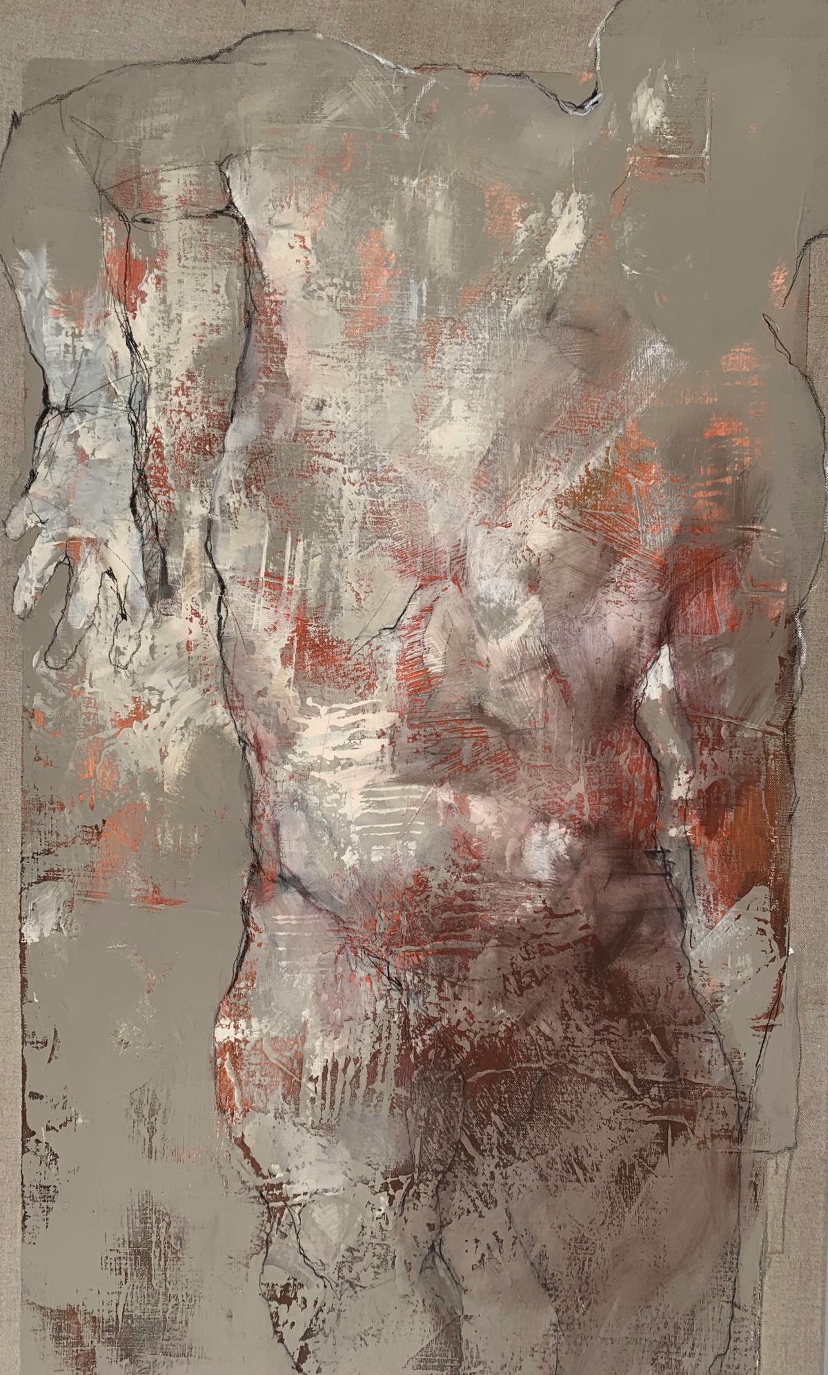 Nudo. Pittura acrilica figurativa e astratta, Corpo, artista polacco - Painting di Michał Bajsarowicz