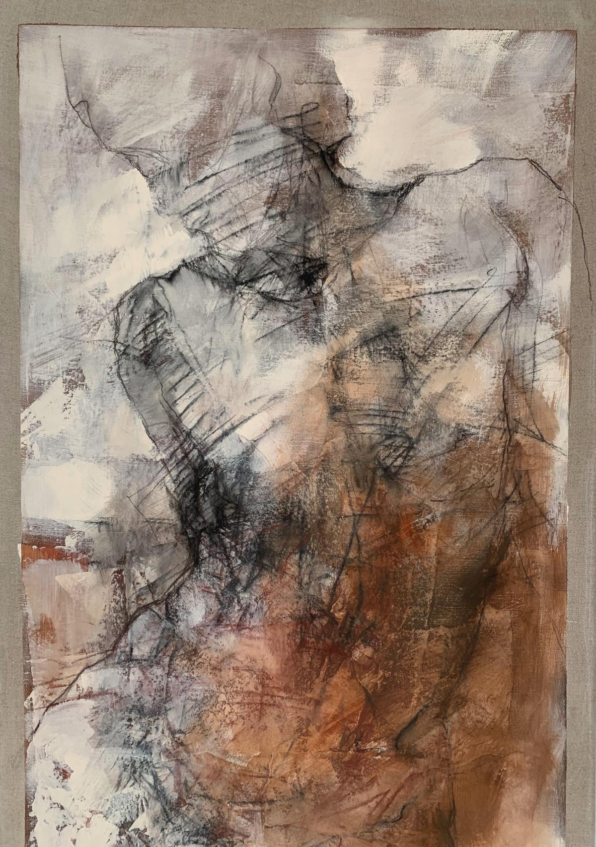Nudo. Pittura acrilica figurativa e astratta, Corpo, artista polacco - Painting di Michał Bajsarowicz