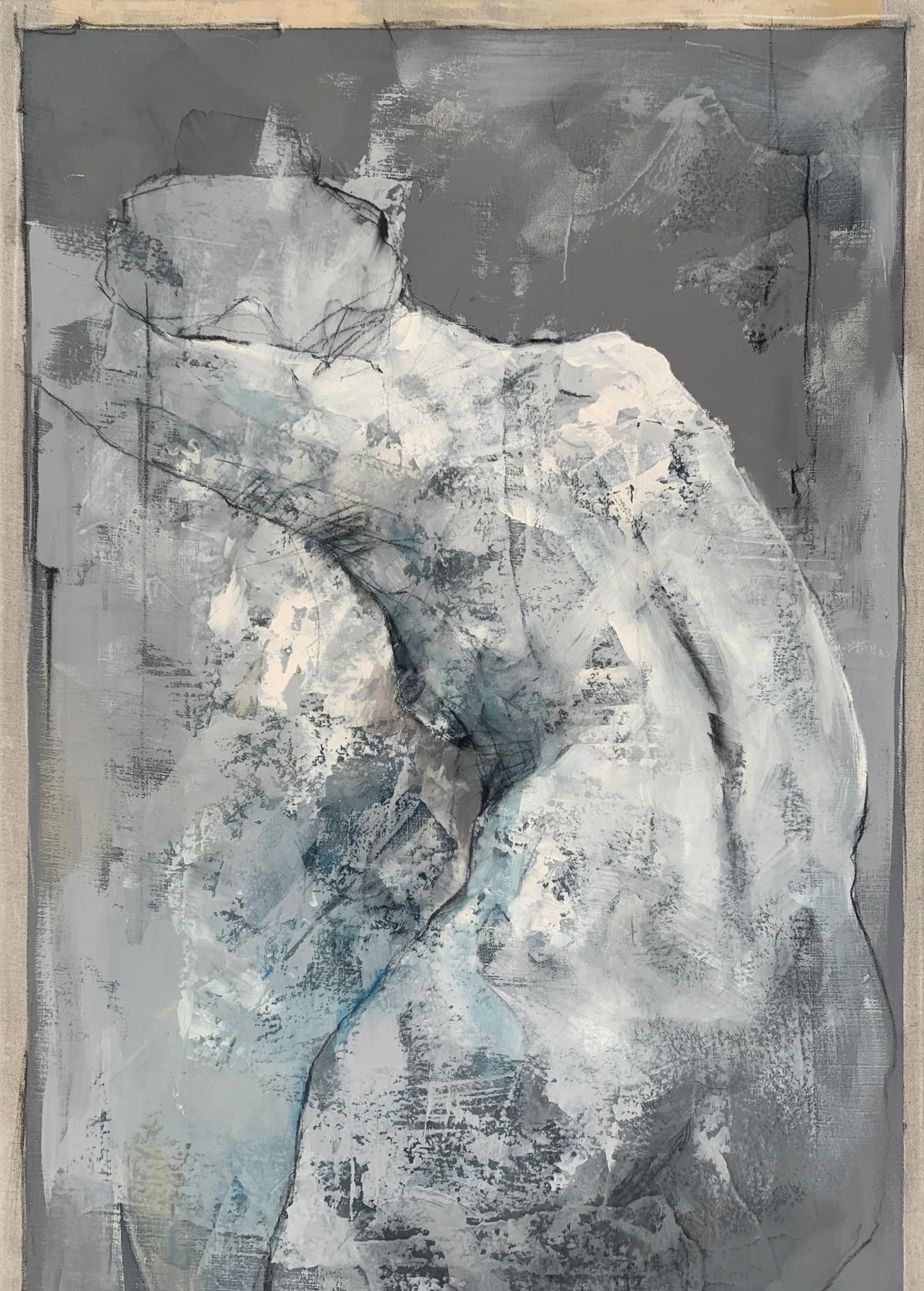 Nudo. Pittura acrilica figurativa e astratta, Corpo, artista polacco - Painting di Michał Bajsarowicz