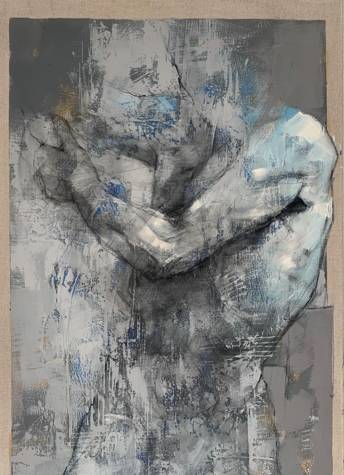 Nudo. Pittura acrilica figurativa e astratta, Corpo, artista polacco - Painting di Michał Bajsarowicz