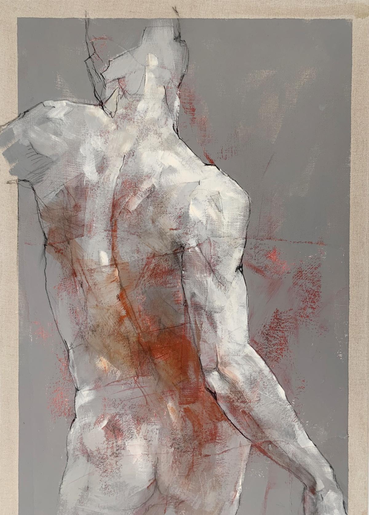 Nudo. Pittura acrilica figurativa e astratta, Corpo, artista polacco - Painting di Michał Bajsarowicz