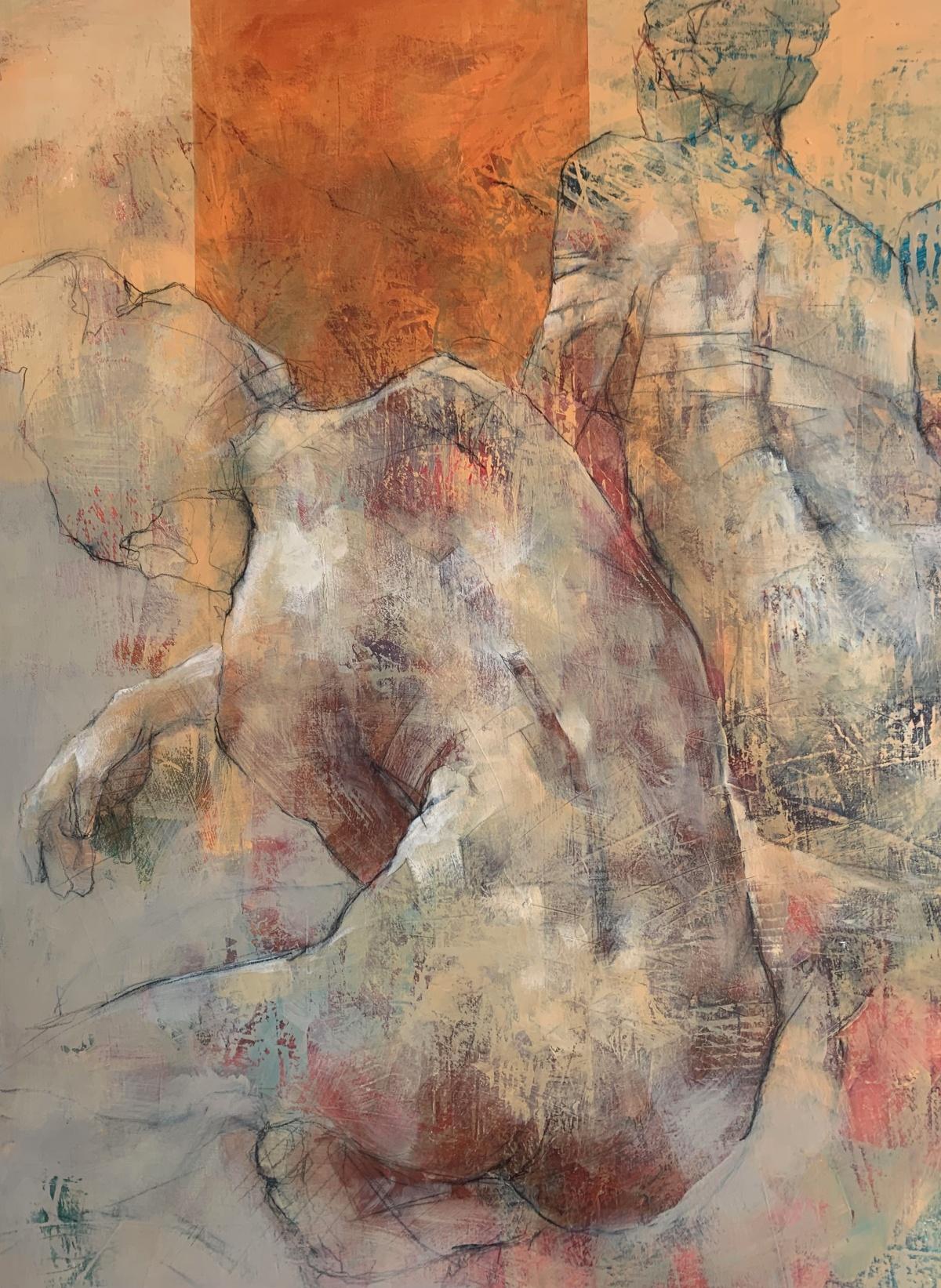 Nudo. Pittura acrilica figurativa e astratta, Corpo, artista polacco - Painting Contemporaneo di Michał Bajsarowicz