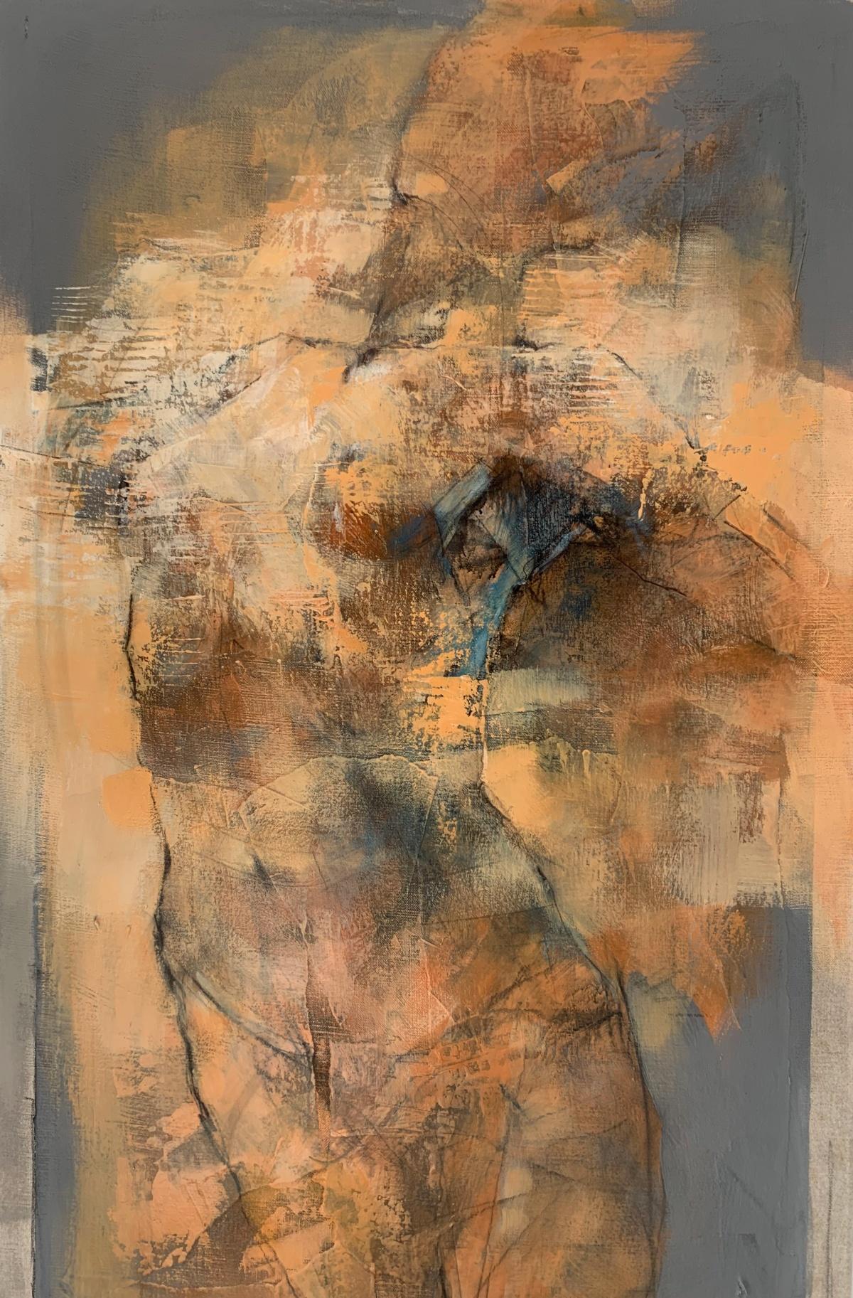 Nudo. Pittura acrilica figurativa e astratta, Corpo, artista polacco - Painting Contemporaneo di Michał Bajsarowicz