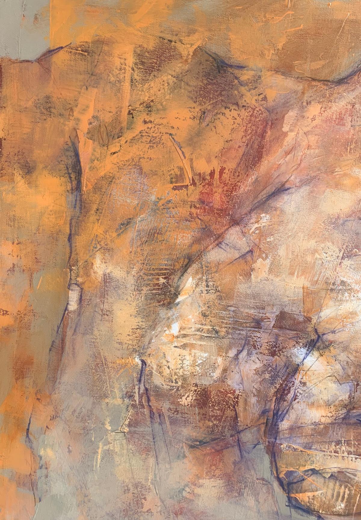 Nudo. Pittura acrilica figurativa e astratta, Corpo, artista polacco - Figurative Painting Marrone di Michał Bajsarowicz