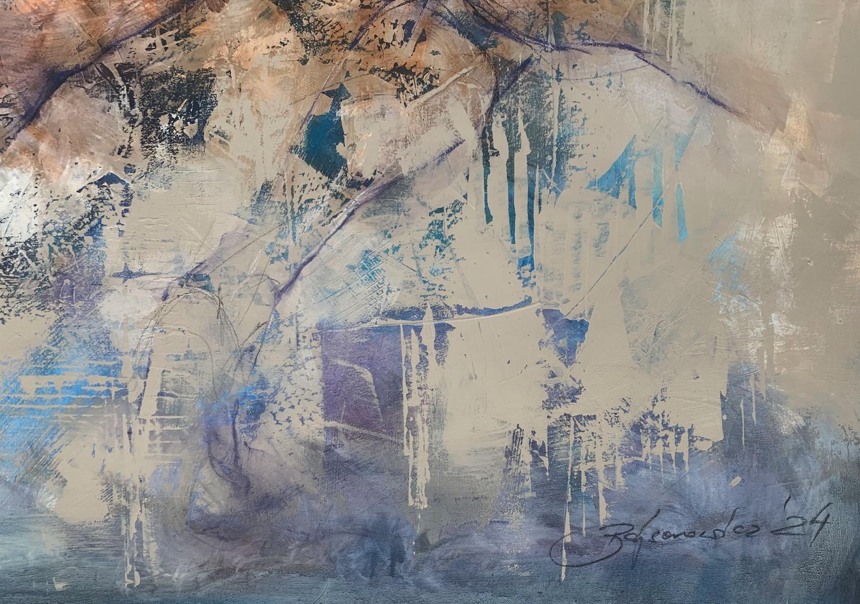 Nudo. Pittura acrilica figurativa e astratta, Corpo, artista polacco - Nude Painting Grigio di Michał Bajsarowicz
