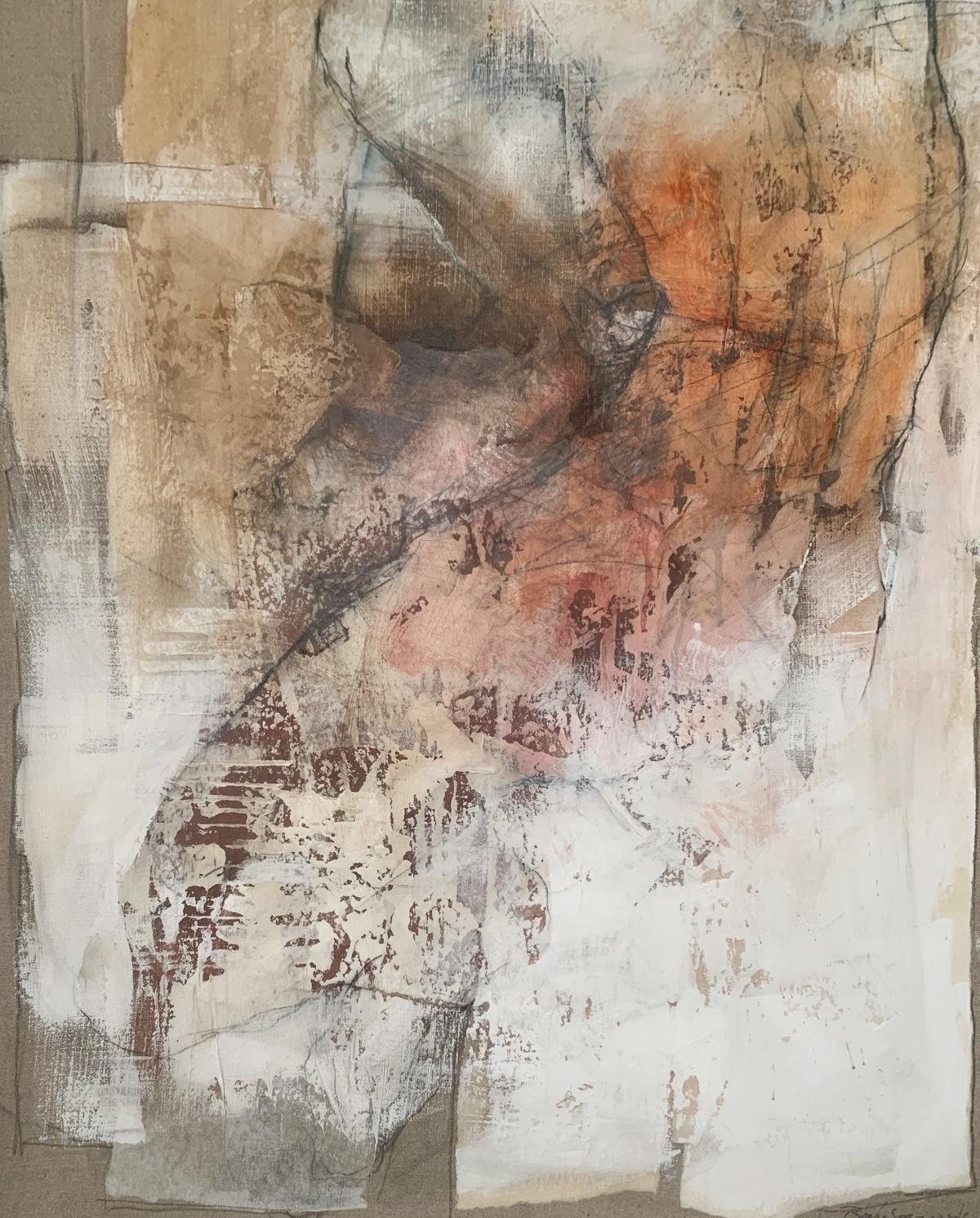 Nudo. Pittura acrilica figurativa e astratta, Corpo, artista polacco - Figurative Painting Marrone di Michał Bajsarowicz