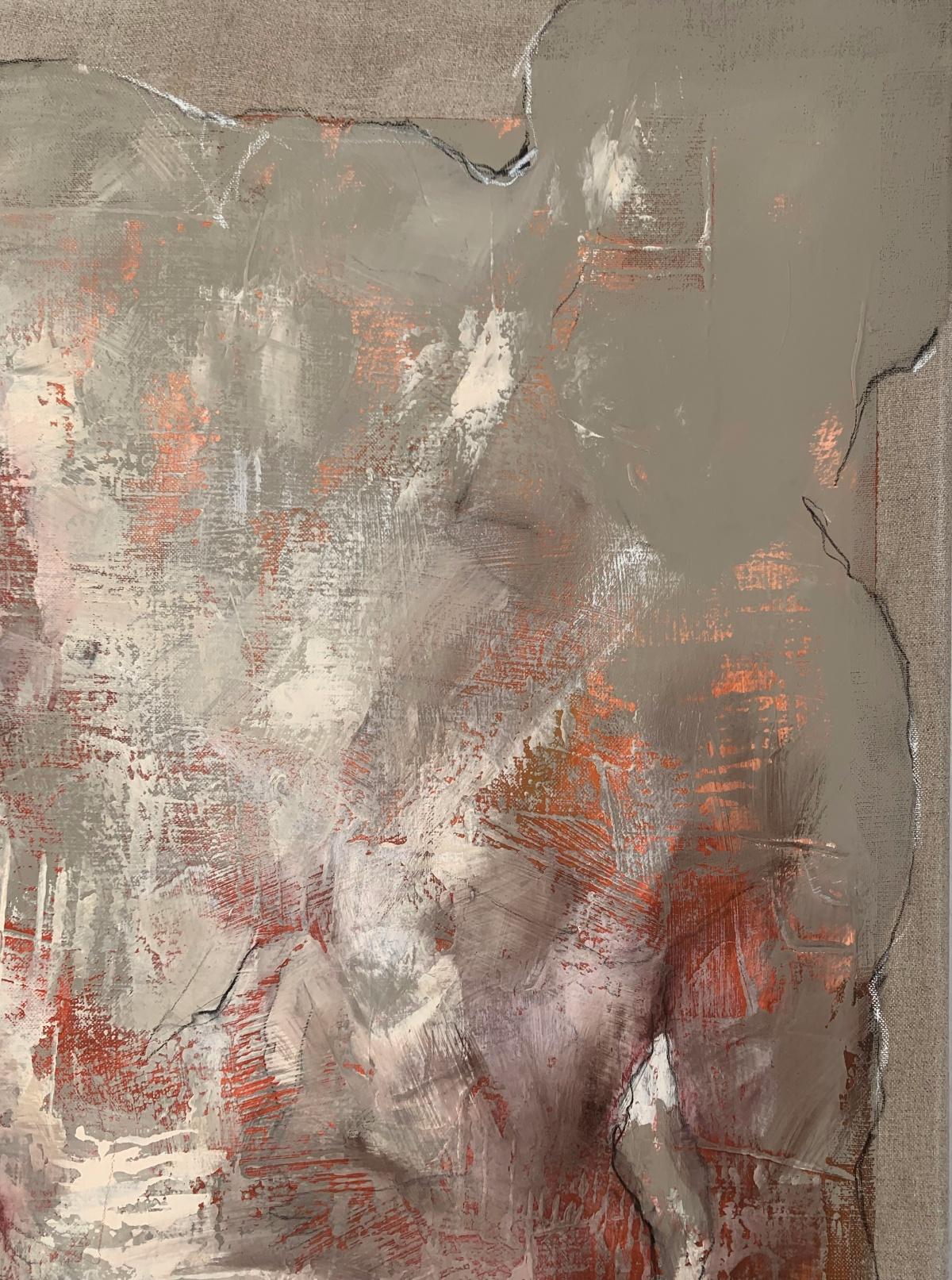 Nudo. Pittura acrilica figurativa e astratta, Corpo, artista polacco - Nude Painting Nero di Michał Bajsarowicz
