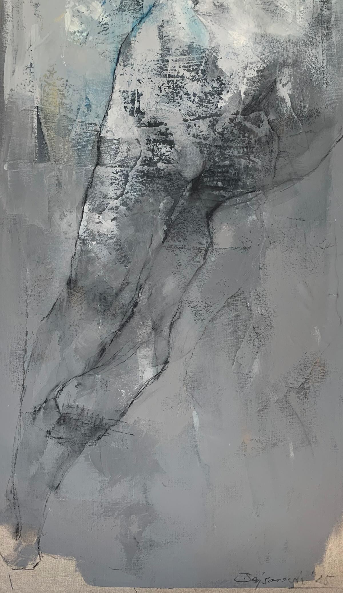 Nudo. Pittura acrilica figurativa e astratta, Corpo, artista polacco - Figurative Painting Nero di Michał Bajsarowicz