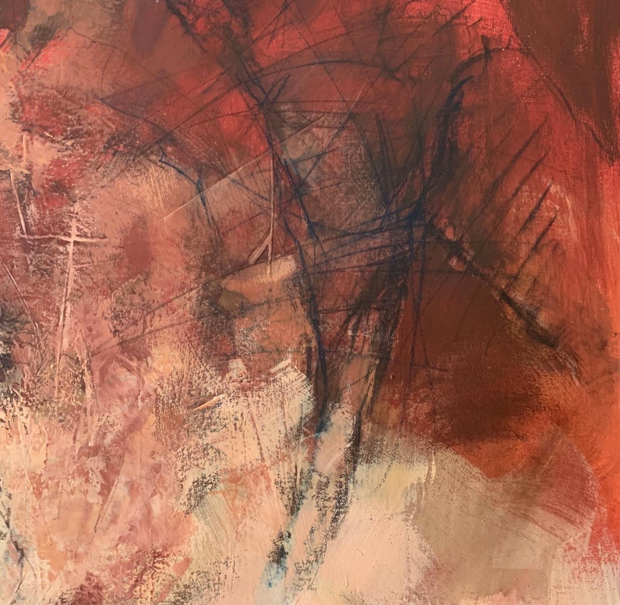 Quadro contemporaneo in acrilico su tela raffigurante un nudo dell'artista polacco Michal Bajsarowicz. L'opera è un'interpretazione artistica del corpo umano con elementi astratti. La composizione è simile a uno schizzo. Le opere d'arte sono in