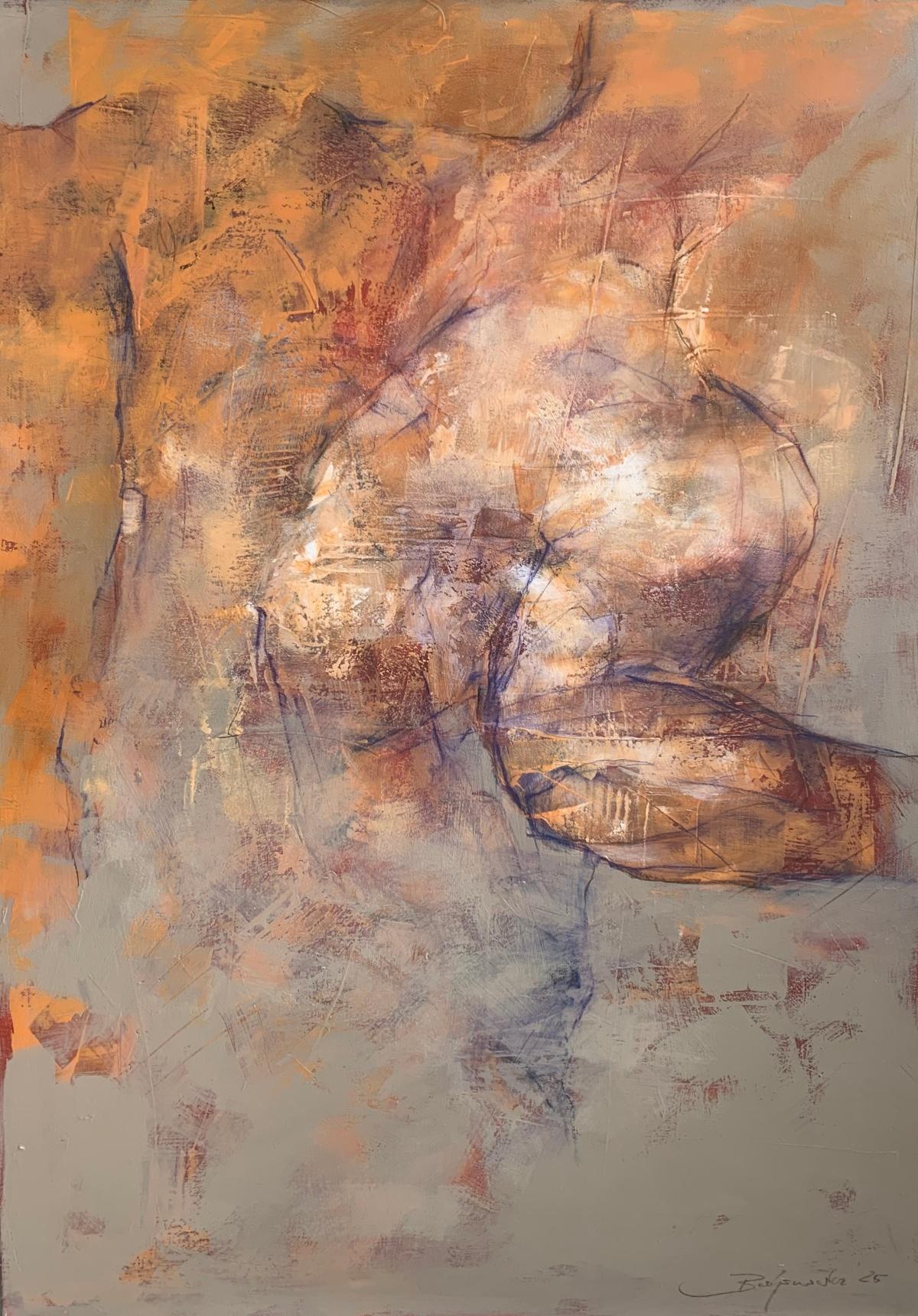 Desnuda. Pintura acrílica figurativa y abstracta, Cuerpo, Artista polaco