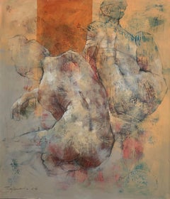 Nudo. Pittura acrilica figurativa e astratta, Corpo, artista polacco