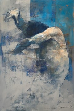 Nude. Figurative and abstract acrylic painting, Body, Polish artist