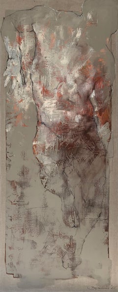 Nude. Figurative and abstract acrylic painting, Body, Polish artist