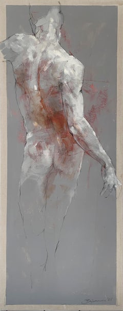 Nude. Figurative and abstract acrylic painting, Body, Polish artist
