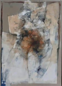 Nackt. Original figurative Acrylmalerei auf Leinwand - Moderne Aktstudie