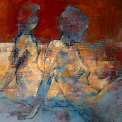 Nudi. Pittura acrilica figurativa originale su tela - Studio moderno di nudo