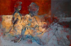 Nudi. Pittura acrilica figurativa originale su tela - Studio moderno di nudo