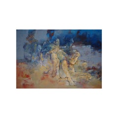 Beziehungen III Original figurative Acrylmalerei auf Leinwand - Moderne Aktstudie